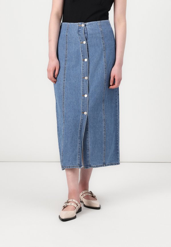 Vero Moda VMLENE BUTTON SKIRT - Denim skirt - medium blue denim