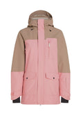 Wasserdichte Jacke in Pink und Beige. Verfügt über eine Kapuze, einen Frontreißverschluss, eine Brusttasche und zwei untere Taschen. Geschmeidige Textur mit verstellbaren Bündchen.