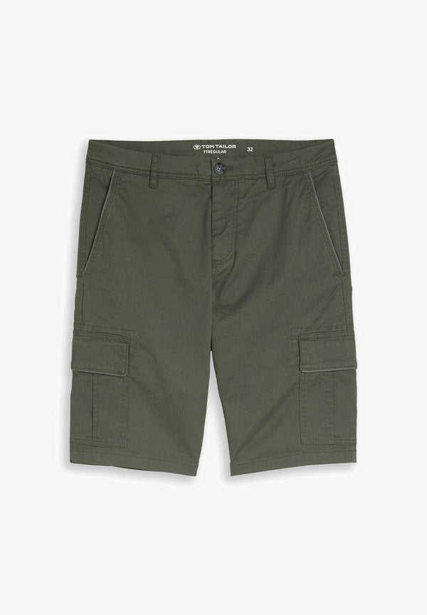 TOM TAILOR Shorts - khaki mini geometric print