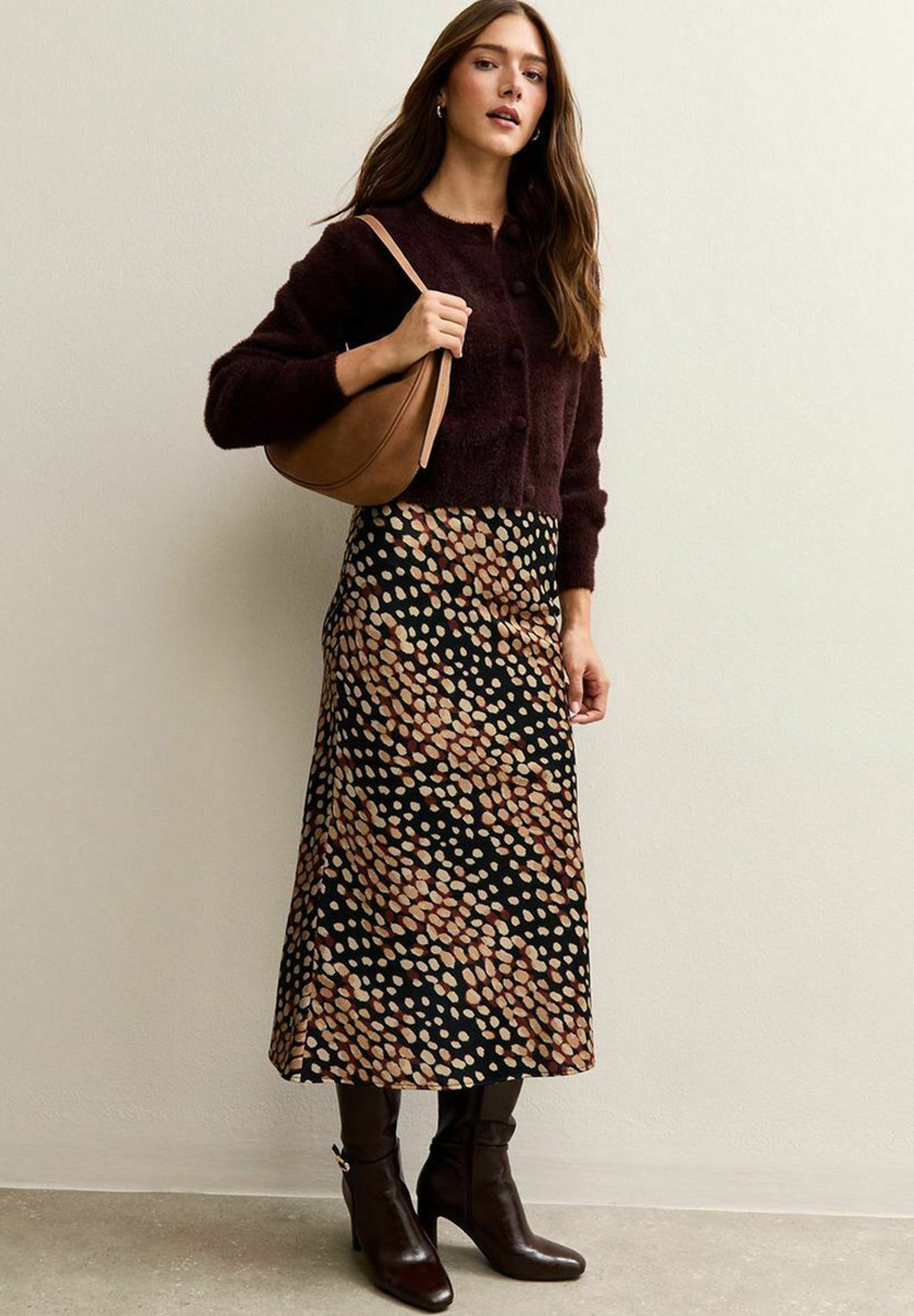 New Look SPOT PRINT BIAS CUT MIDI