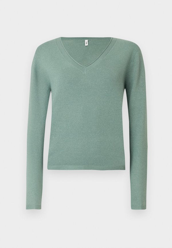 ONLY ONLLOYAL VNECK - Jumper - chinois green/melange