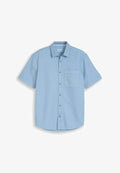 TOM TAILOR REGULAR FIT KURZARM MIT WAFFELSTRUKTUR - Shirt - mountain spring blue
