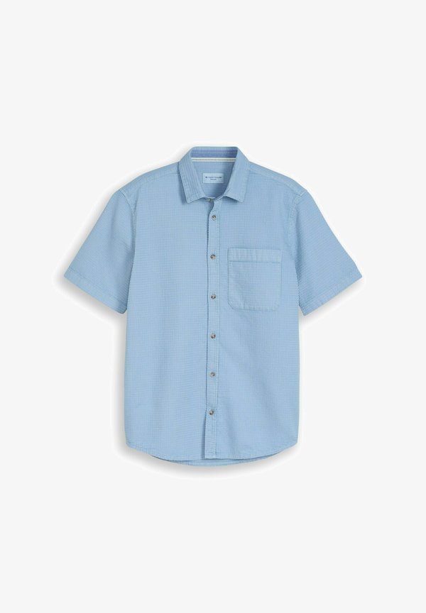 TOM TAILOR REGULAR FIT KURZARM MIT WAFFELSTRUKTUR - Shirt - mountain spring blue