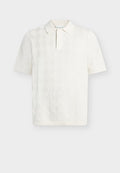 TOM TAILOR OPEN STRUCTURE KNIT POLO - Polo shirt - gardenia white