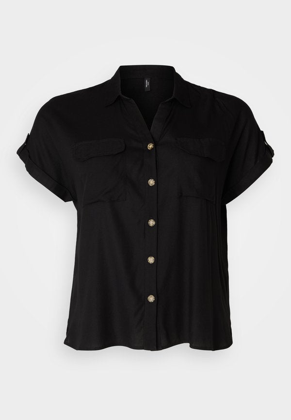 Vero Moda Curve VMCBUMPY - Button-down blouse - black