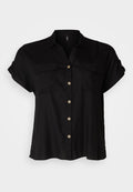 Vero Moda Curve VMCBUMPY - Button-down blouse - black