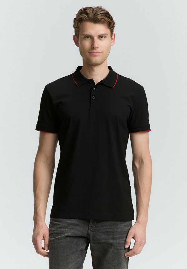 TOM TAILOR SLIM FIT MIT STRETCH - Polo shirt - black