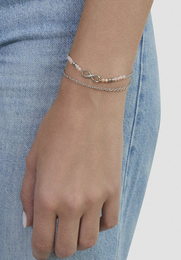 s.Oliver INFINITY BEADS - Bracelet - silber beige