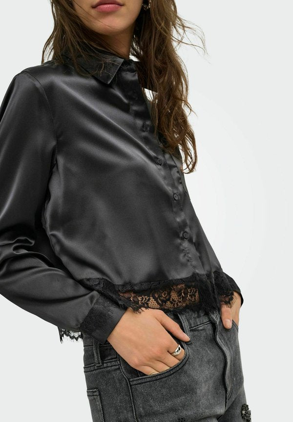 ONLY SHIRT ONLINDONA SHIRT - Button-down blouse - black