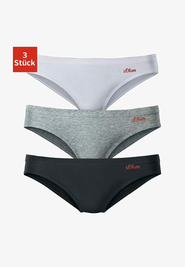 s.Oliver 3 PACK - Bikini bottoms - grau + schwarz + weiß