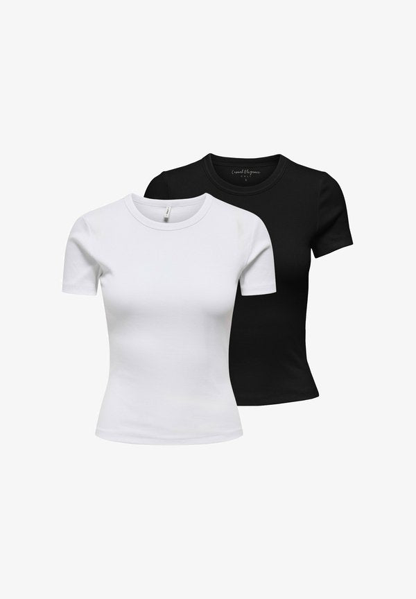 ONLY 2 PACK - Basic T-shirt - weiß schwarz
