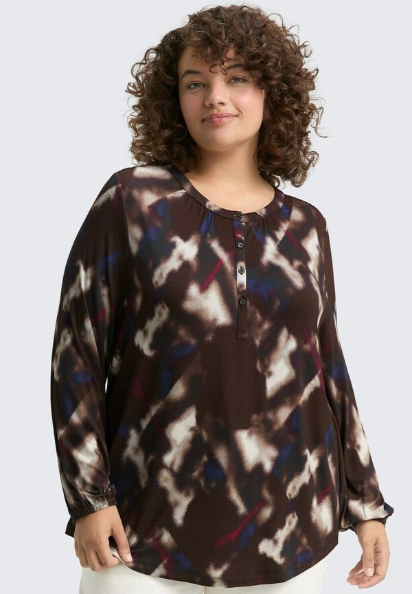 TOM TAILOR Long sleeved top - brown/blurry argyle