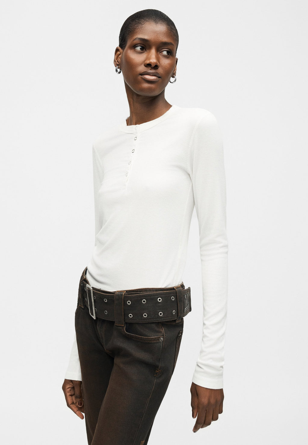 RE/DONE LONG SLEEVE RIBBED HENLEY