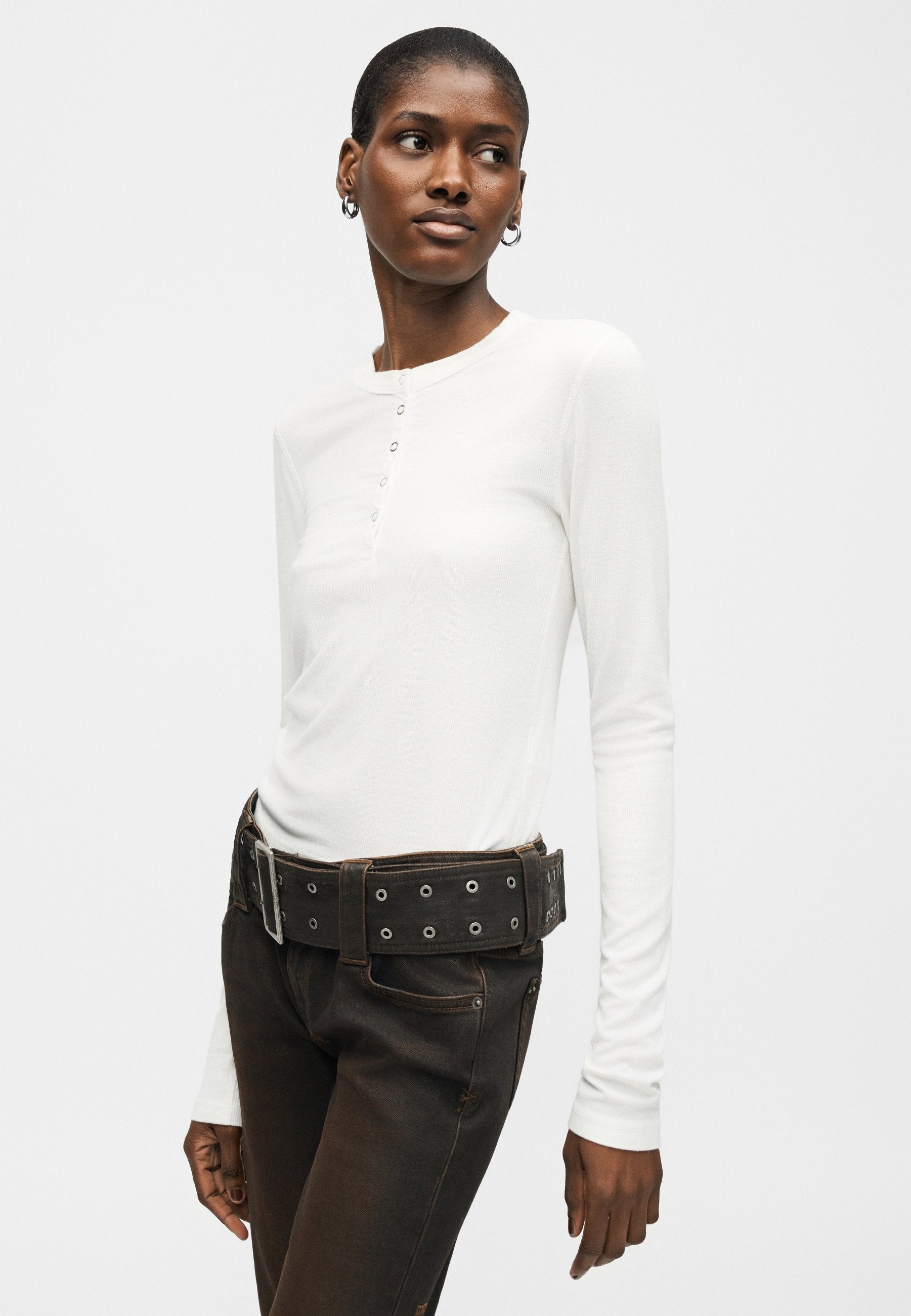 RE/DONE LONG SLEEVE RIBBED HENLEY