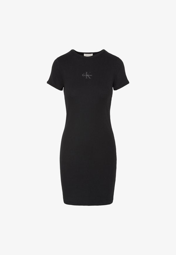 Calvin Klein Jeans MONOLOGO DRESS - Jersey dress - black