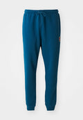 Türkise Sweatpants aus weichem Material, mit einem elastischen Bund und Kordelzug sowie elastischen Bündchen an den Knöcheln. Kleines Logodetail.