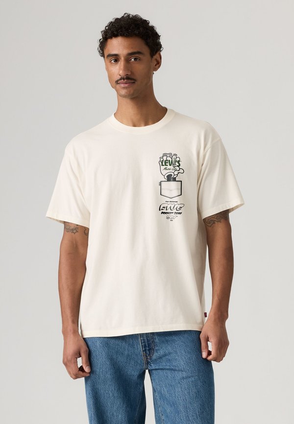 Levi's® VINTAGE FIT TEE - Print T-shirt - levis logo grid 3 egret