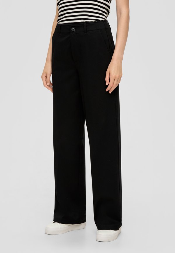 s.Oliver REGULAR MIT FALTE - Trousers - schwarz