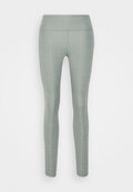 Hellgrüne Leggings aus einem dehnbaren Stoff, mit glatter Textur, hohem Bund und tailliertem Schnitt. Keine sichtbaren Muster oder Akzente.