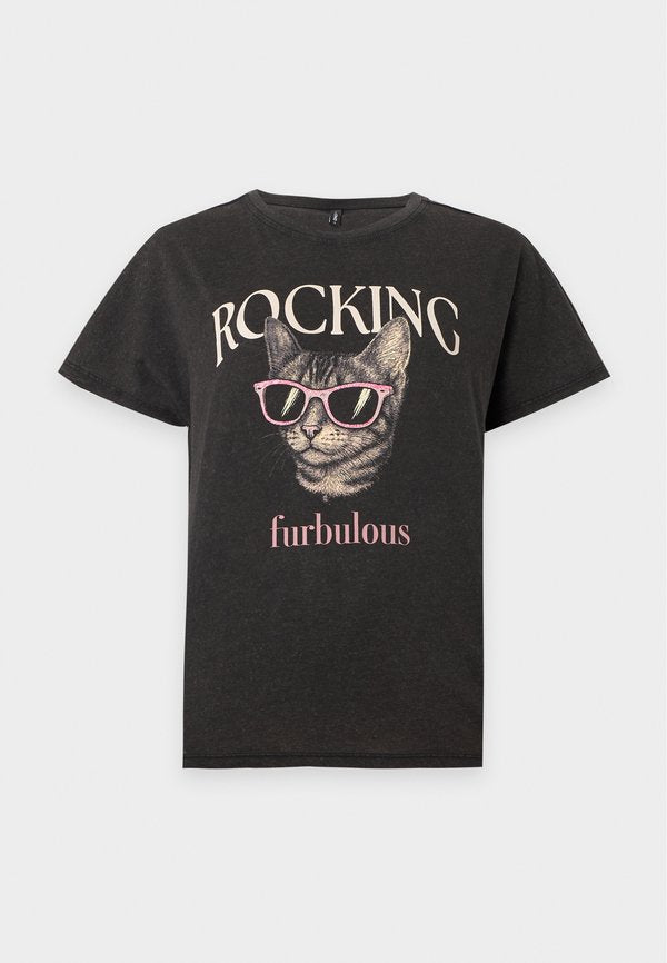 ONLY ONLLUCY BOXY - Print T-shirt - black