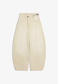 Bershka EMBROIDERED CROSSOVER BARREL TROUSERS - Baggy Jeans - sand