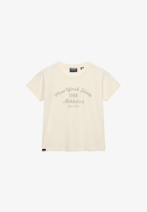 Superdry & Co ATHLETIC ESSENTIALS GRAPHIC  - Print T-shirt - desert bone off white
