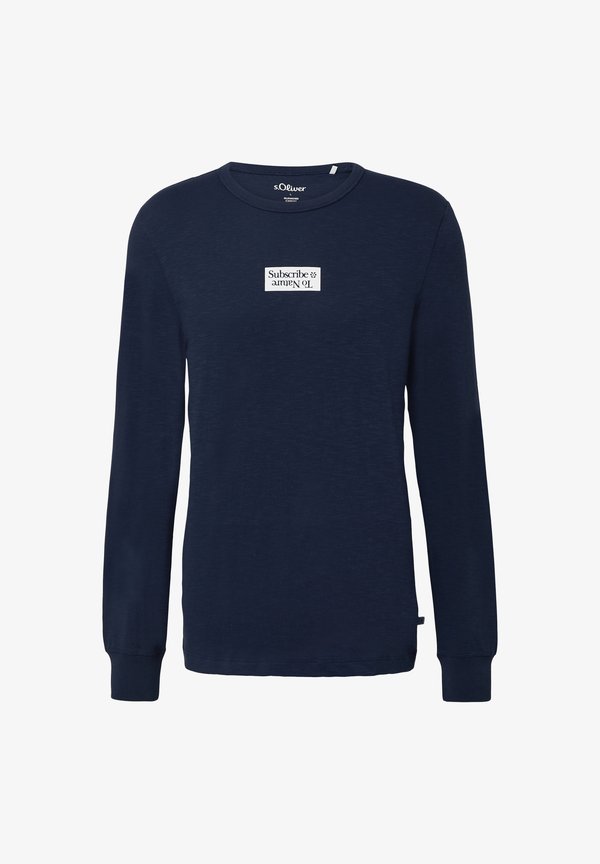 s.Oliver LONGSLEEVE MIT FLAMMSTRUKTUR - Long sleeved top - navy