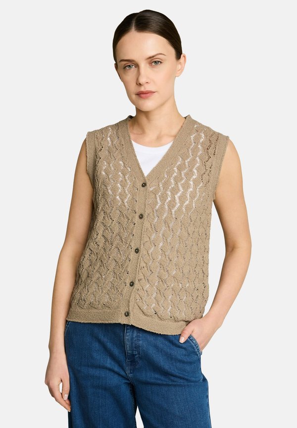 TOM TAILOR STRICKWESTE MIT KNOPFLEISTE - Waistcoat - silver olive