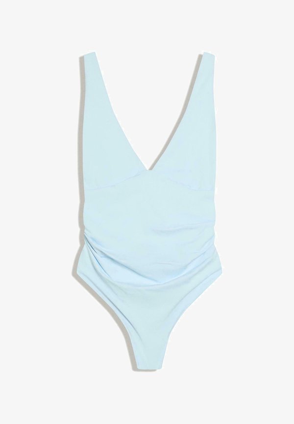 Bershka RUCHED STRAPPY BODYSUIT - Top - light blue