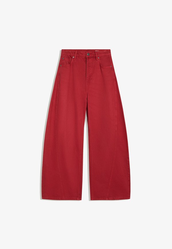 Bershka STRAP BARREL - TROUSERS - Wide Leg - red