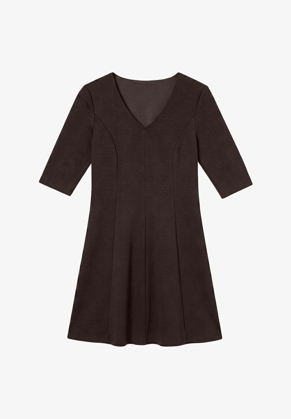 Vero Moda DRESS VMSMILLA SHORT DRESS - Jersey dress - chocolate torte