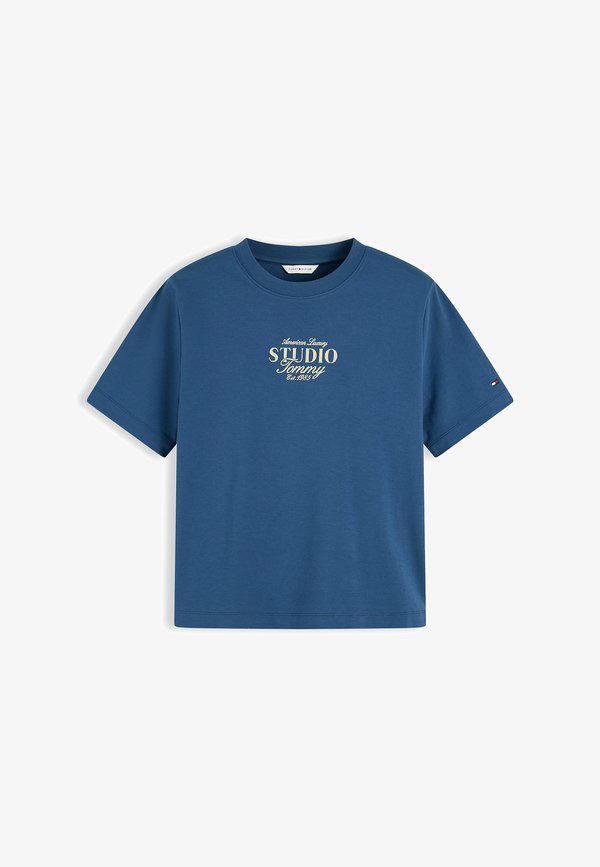 Tommy Hilfiger TOMMY HILFIGER LOGO INTERLOCK KNIT CREW NECK T-SHIRT - Print T-shirt - aegean sea