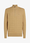 Tommy Hilfiger CLASSIC CABLE ZIP MOCK - Jumper - safari canvas