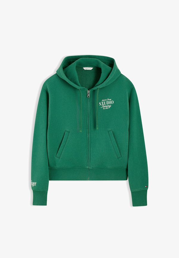 Tommy Hilfiger TOMMY HILFIGER LOGO ZIP-THRU OVERSIZED HOODY - Zip-up sweatshirt - alaskan green