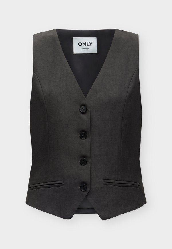 ONLY ONLLINDA S/L MEL FIT WAISTCOAT TLR NOOS - Waistcoat - dark grey melange