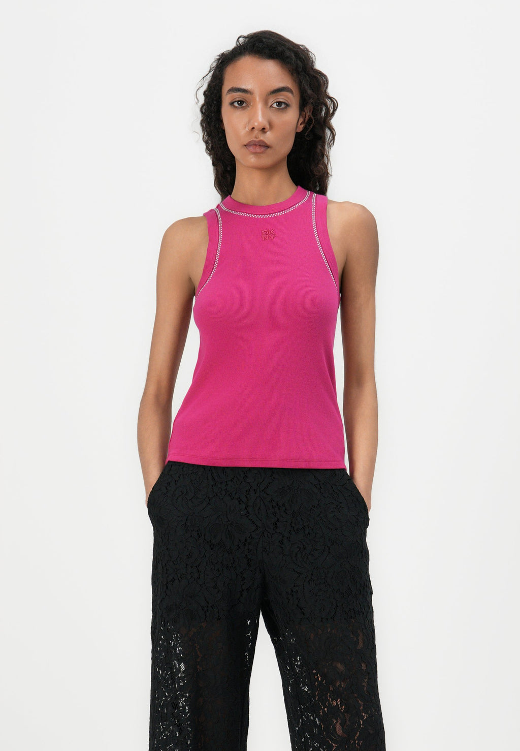 DKNY HIGH WAIST STRAIGHT LEG CROPPED TROUSER W/WAISTBAND