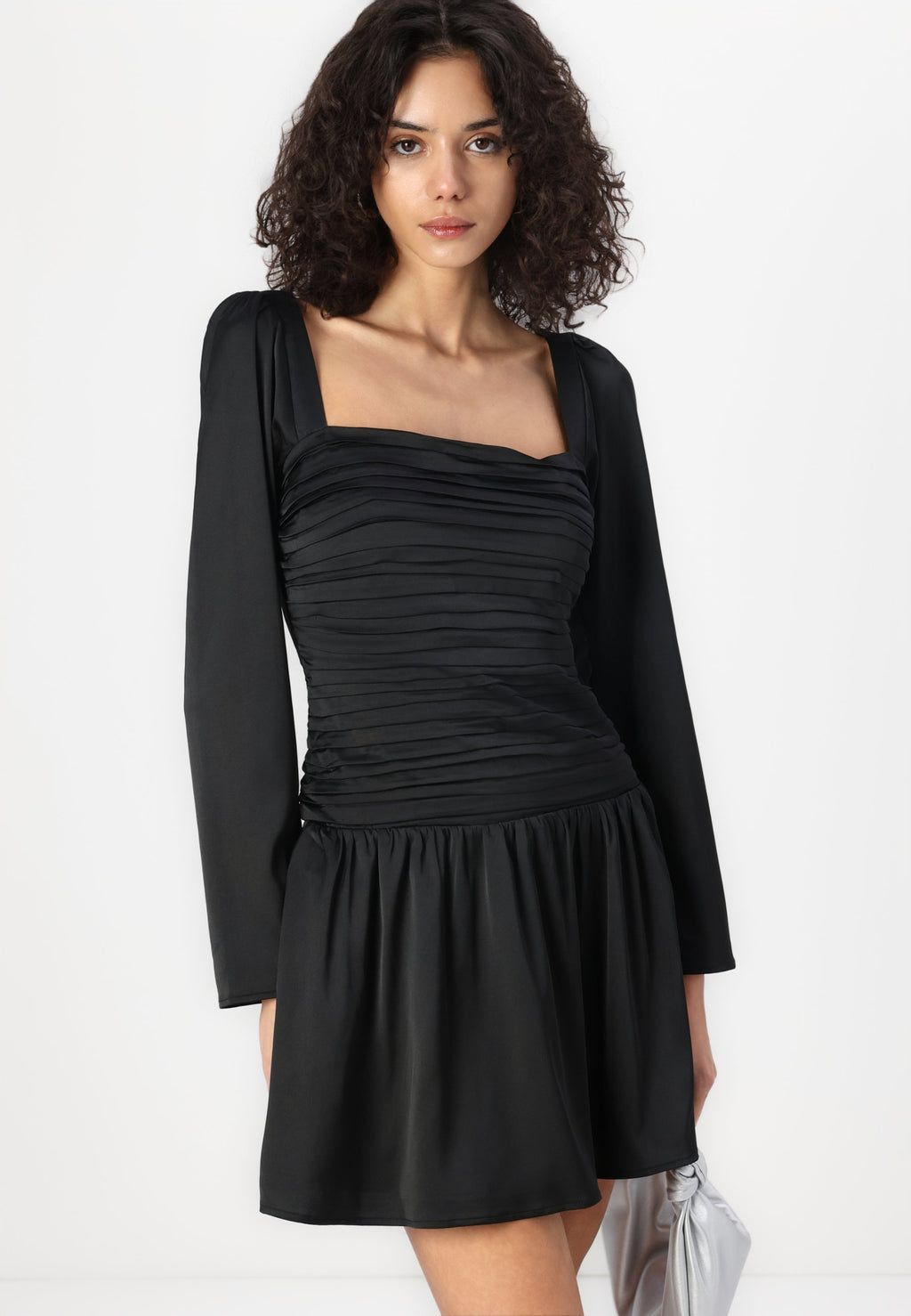 Abercrombie & Fitch The A&F Emerson Drop-Waist Satin Mini Dress