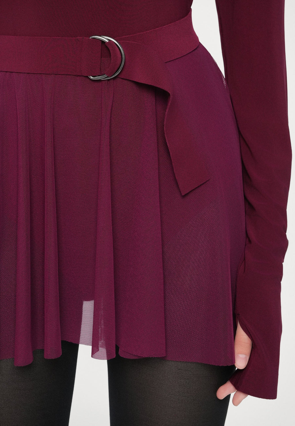 Norma Kamali LONG SLEEVE SHOULDER PAD V NECK FLARED PICKLEBALL