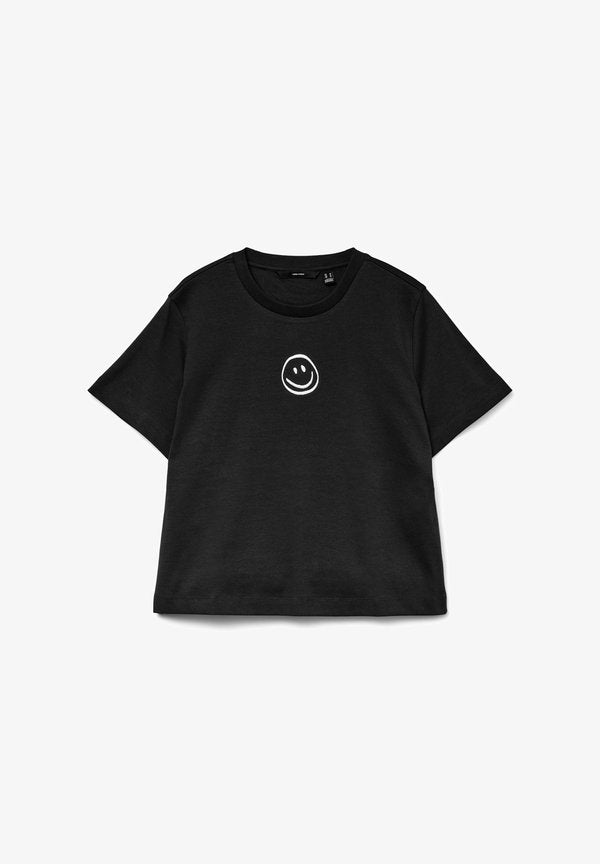 Vero Moda VMSARA METTE SS TOP BOX JRS NOOS - Print T-shirt - black