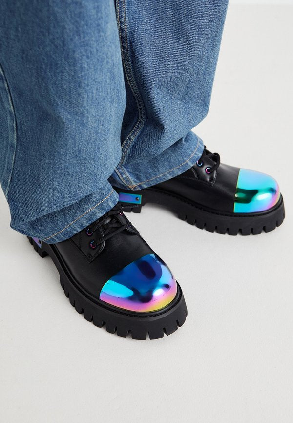Koi Footwear SHELOB RAINBOW METAL TOE CAP LACE UP SHOES