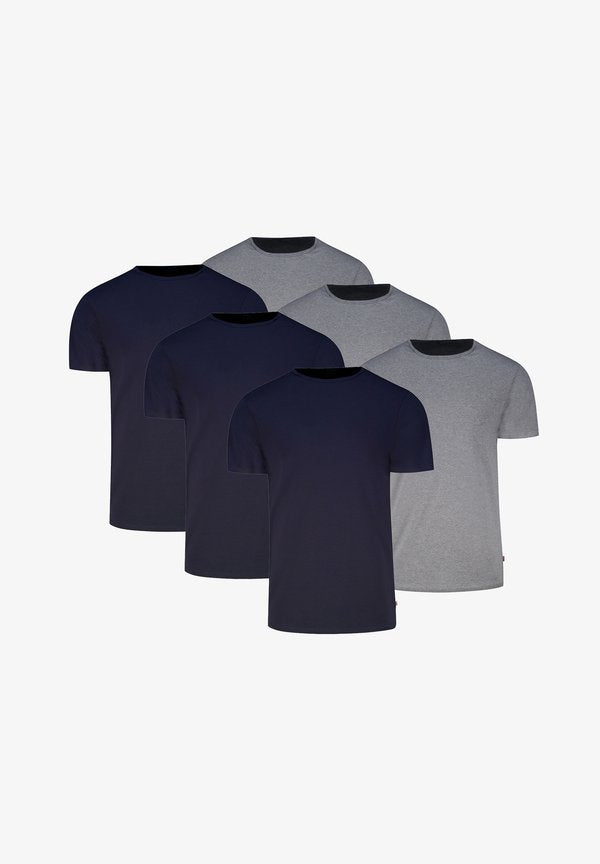 Levi's® LEVI’S HERREN T-SHIRT 6-ER PACK MEN HERREN UNTERHEMD RUND-AUSSCHNITT  - Undershirt - navy   grey melange