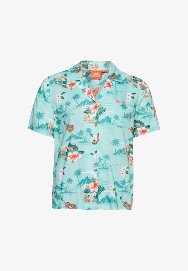 Superdry & Co VINTAGE BEACH RESORT - Button-down blouse - aloha hawaiian aqua