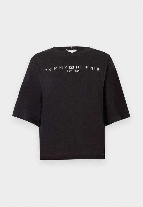 Tommy Hilfiger LOGO JERSEY RELAXED CREW NECK T-SHIRT - Print T-shirt - black