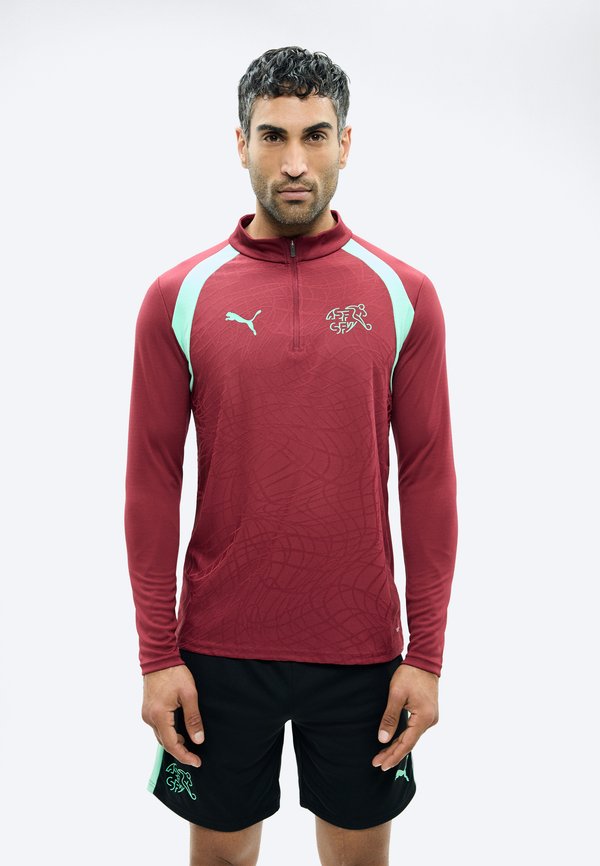 Puma SWITZERLAND SFV TRAINING 1/4 ZIP TOP - National team wear - team regal red/green glimmer