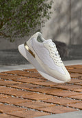 Tommy Hilfiger TH MONOGRAM LEATHER MIXED TEXTURE TRAINERS - Trainers - white/ecru