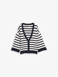 TOM TAILOR KNIT MILANO CARDIGAN - Cardigan - white sky blue knit stripe