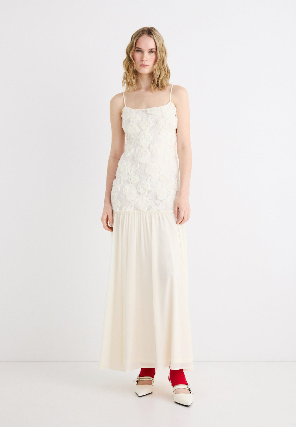Gina Tricot EMBROIDERY DROPPED WAIST DRESS
