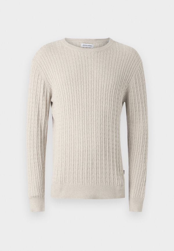 Jack & Jones JJEEMIL KNIT CABLE CREW NECK NOOS - Jumper - oatmeal
