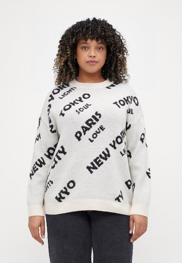 Vero Moda Curve VMCNEWCITY O NECK - Jumper - birch/obsidian