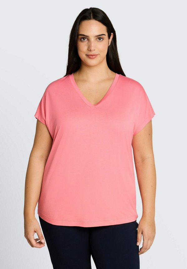 TOM TAILOR TOM TAILOR T-SHIRT PLUS SIZE - T-SHIRT MIT V-AUSSCHNITT - Basic T-shirt - soft fuchsia pink